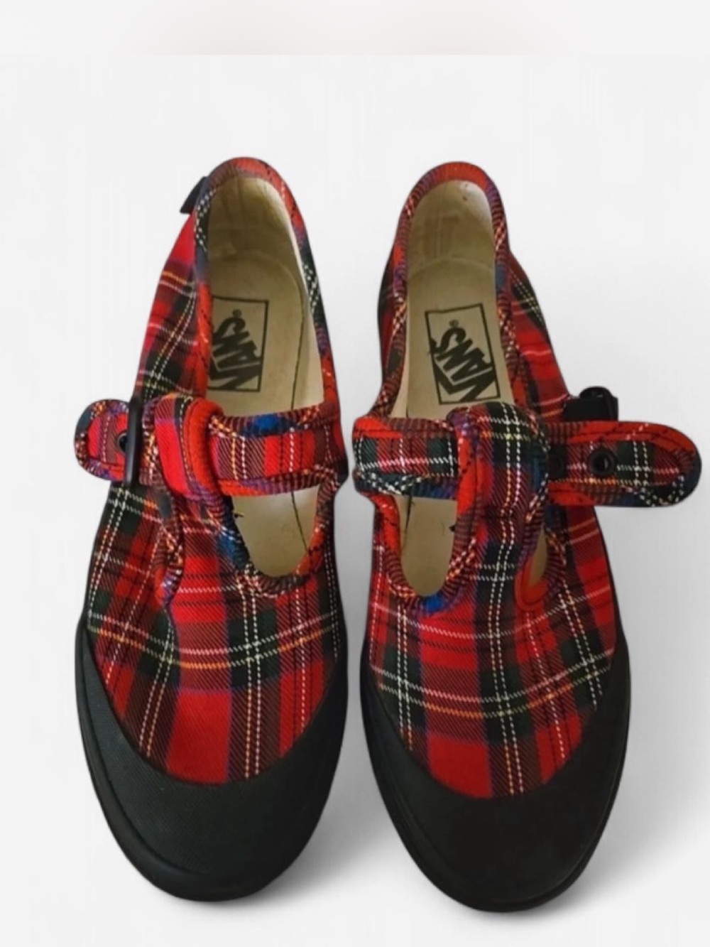 Vans Red Plaid Mary Jane Flat Sneakers